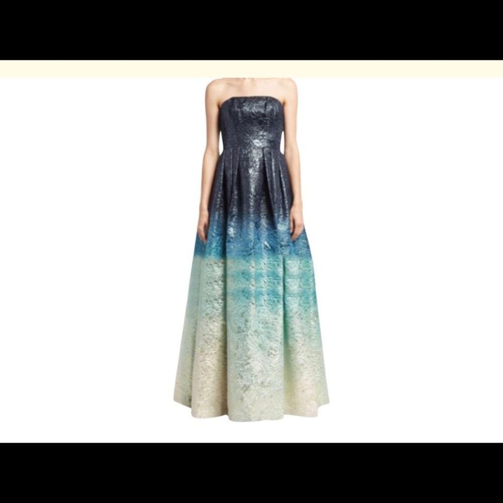 NWT Theia Strapless Ombré Brocade Gown